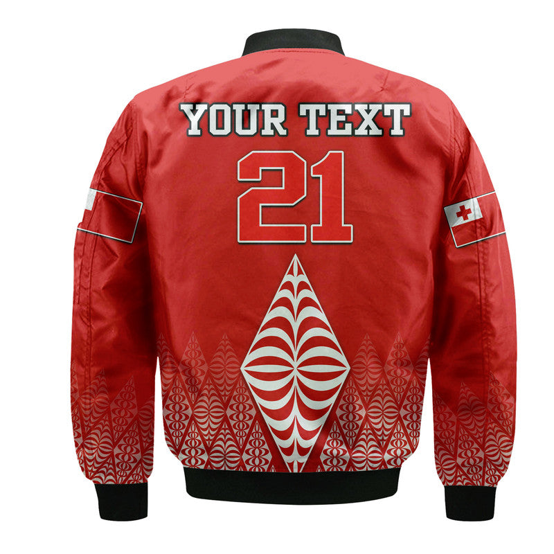 Custom Personalised Mate Ma'a Tonga Rugby Bomber Jacket Tongan Kupesi Ngatu Style LT9 - Wonder Print Shop