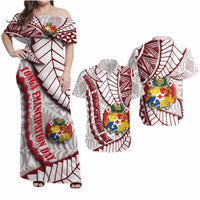 Gift For Couple - Tonga Emancipation Day Matching Hawaiian Shirt And Dress Kupesi Pattern No.2 White LT9 - Wonder Print Shop