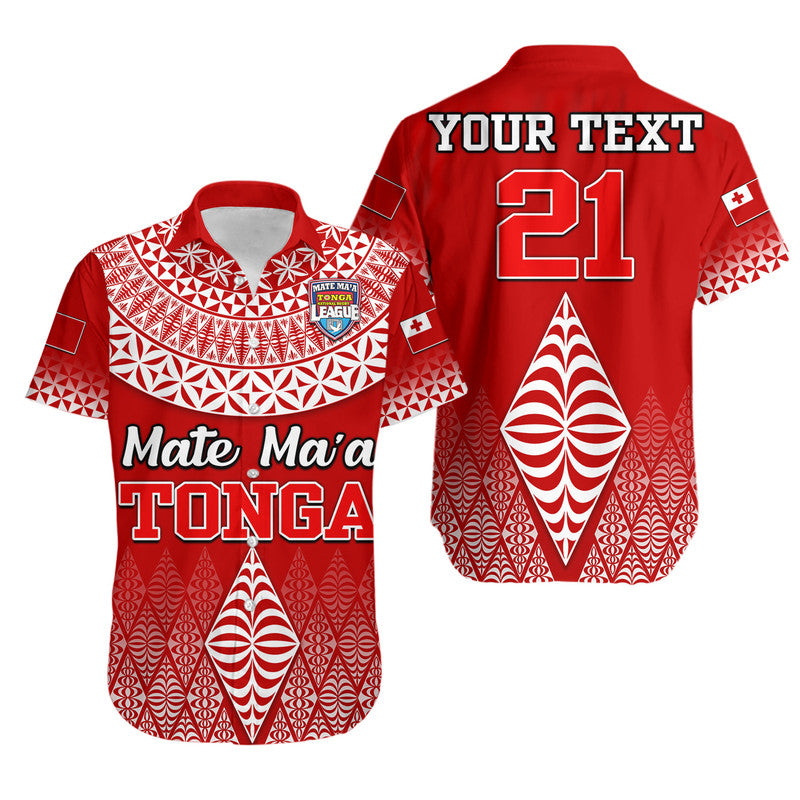 Custom Personalised Mate Ma'a Tonga Rugby Hawaiian Shirt Tongan Kupesi Ngatu Style - Wonder Print Shop
