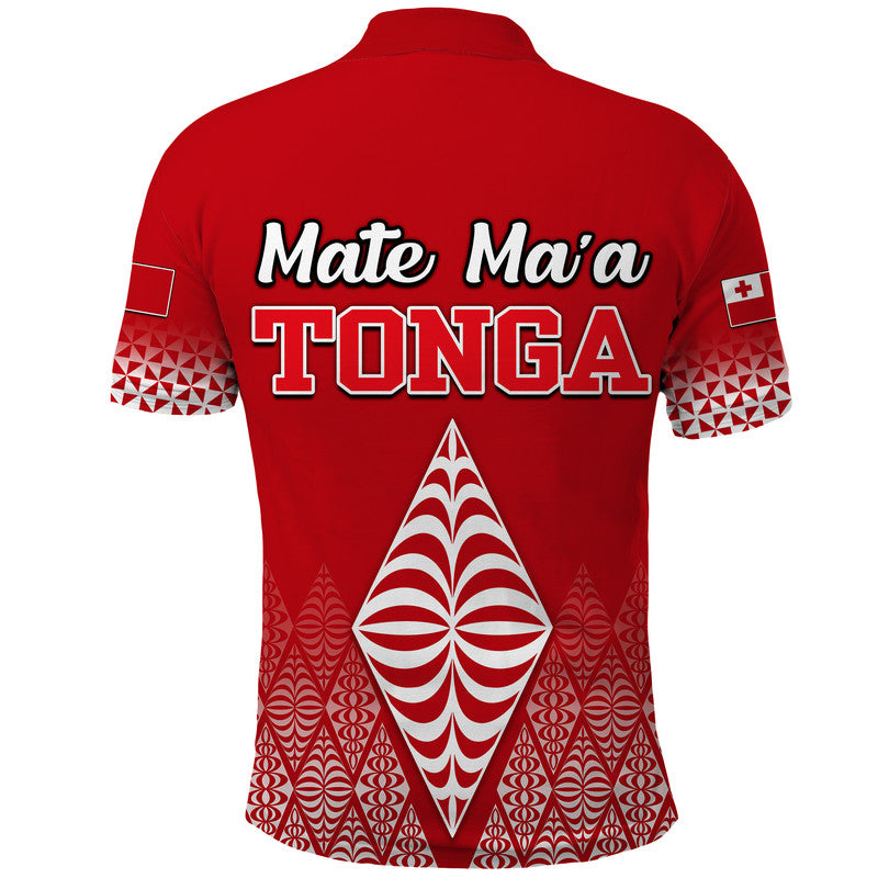 Mate Maa Tonga Rugby Polo Shirt Tongan Kupesi Ngatu Style - Wonder Print Shop