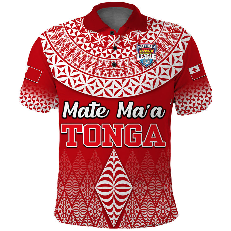 Custom Mate Maa Tonga Rugby Polo Shirt Tongan Kupesi Ngatu Style - Wonder Print Shop