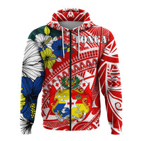 Tonga Zip Up Hoodie Polynesian Pattern Red Color - Wonder Print Shop