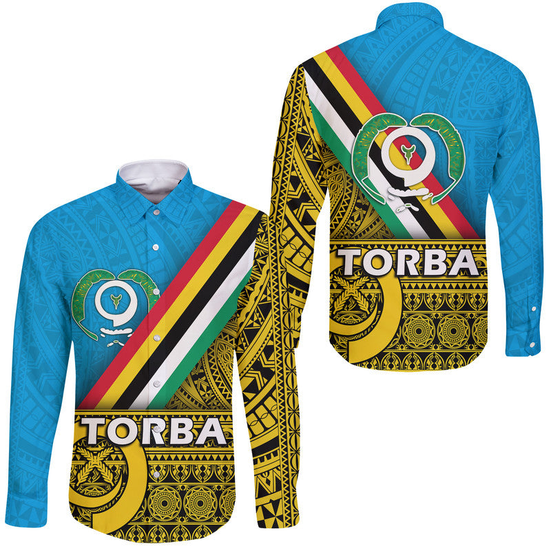 Vanuatu Torba Province Day Hawaii Long Sleeve Button Shirt Torba Flag Color Style - Wonder Print Shop