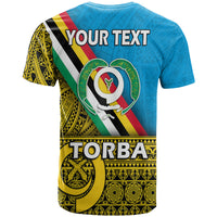Blue T-shirt back with YOUR TEXT, helmet emblem, and TORBA stripe