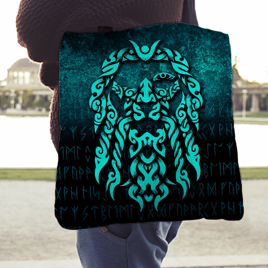 viking-tote-bag-viking-god-odin-allfather-in-asgard-raven-god-cyan-version-tote-bag