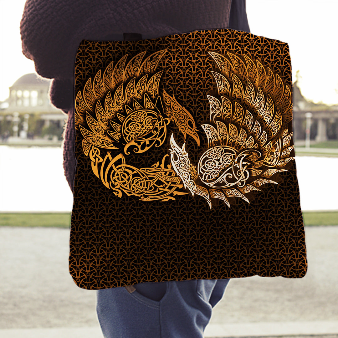 viking-tote-bag-ragnarok-huginn-muninn-gold-version-tote-bag