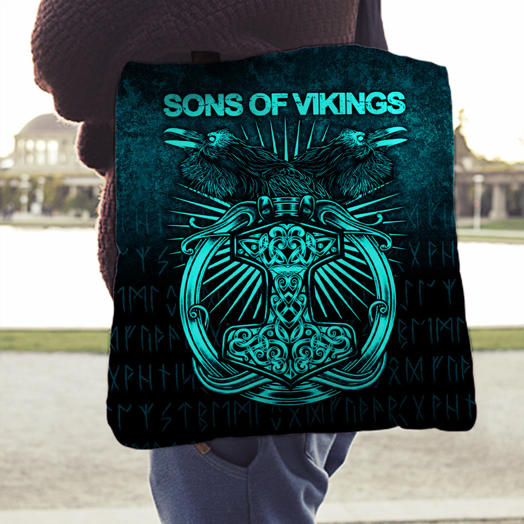 viking-tote-bag-vikings-ravens-mjolnir-cyan-version-tote-bag