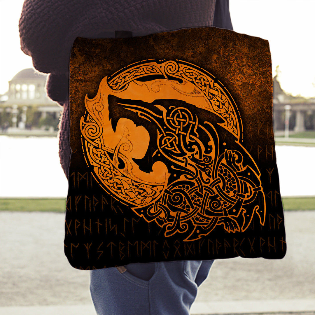 viking-tote-bag-fenrir-viking-3d-tattoo-gold-version-tote-bag