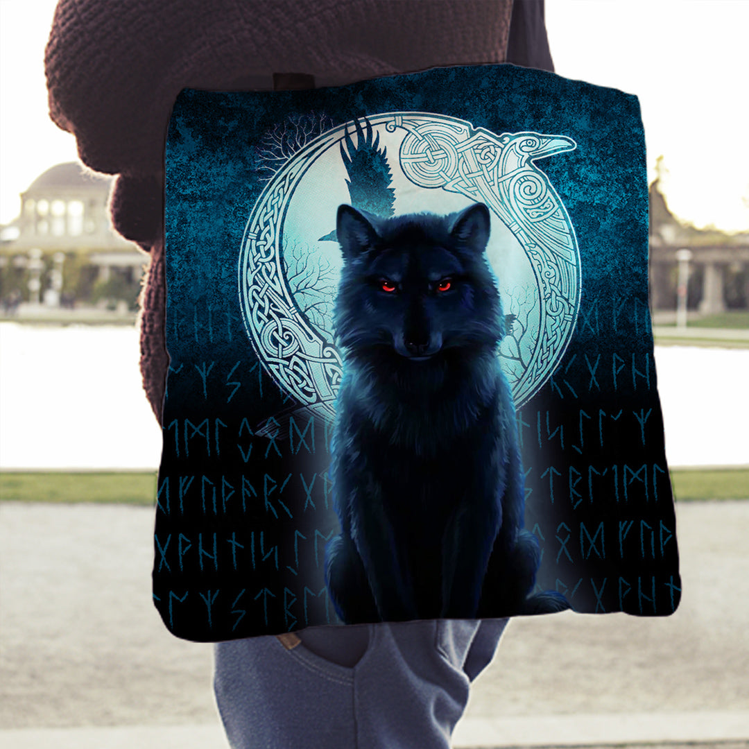viking-tote-bag-fenrir-viking-wolf-cyan-version-tote-bag