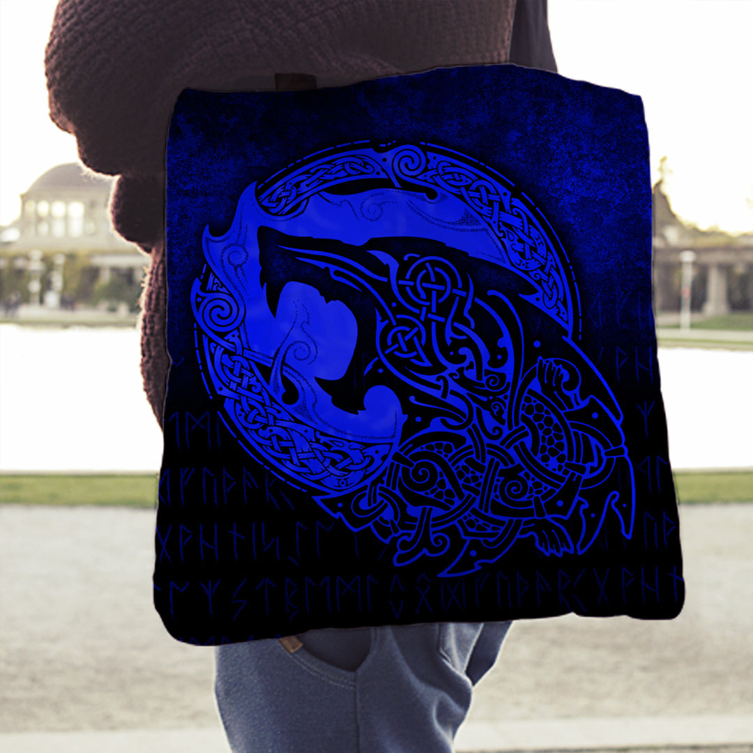 viking-tote-bag-fenrir-viking-3d-tattoo-blue-version-tote-bag