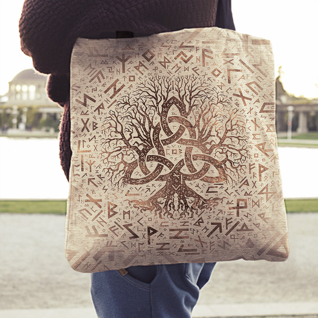 viking-tote-bag-tree-of-life-with-triquetra-and-futhark-pastel-gold-tote-bag