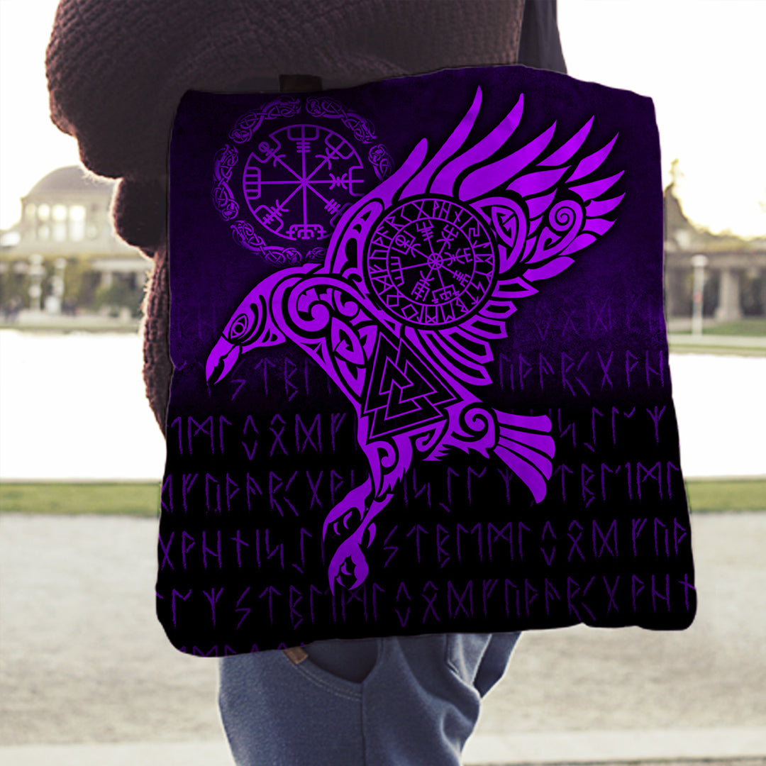 viking-tote-bag-raven-vegvisir-tattoo-purple-version-tote-bag