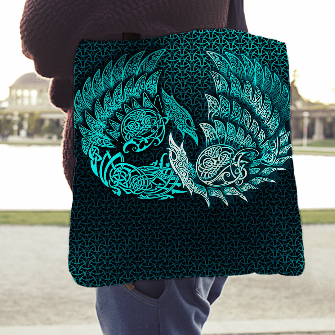 viking-tote-bag-ragnarok-huginn-muninn-cyan-version-tote-bag