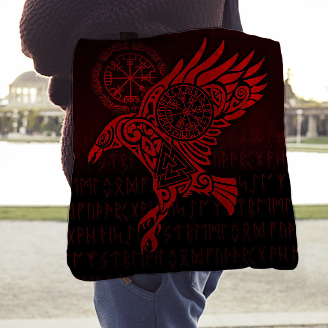 viking-tote-bag-raven-vegvisir-tattoo-red-version-tote-bag