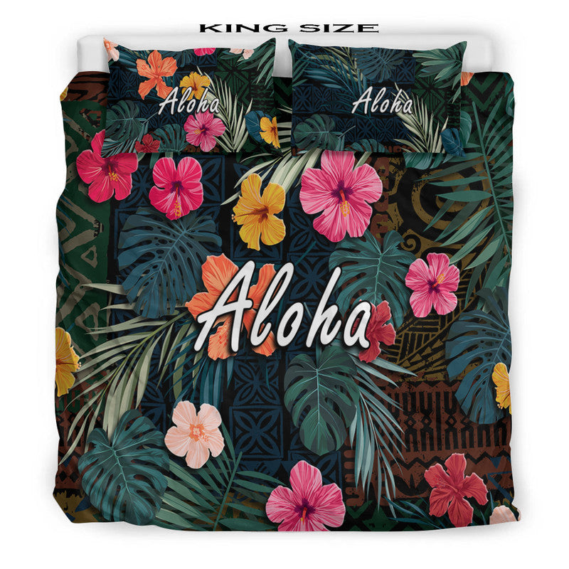 Hawaii Bedding Set Tribal Elements And Hibiscus Version LT9 - Wonder Print Shop