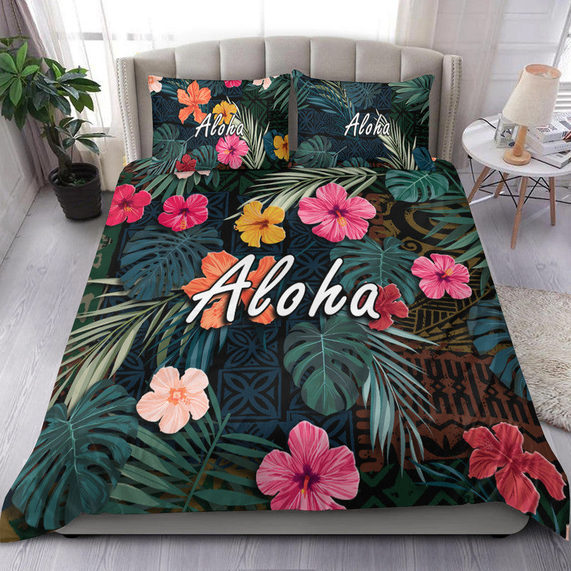 Hawaii Bedding Set Tribal Elements And Hibiscus Version LT9 - Wonder Print Shop