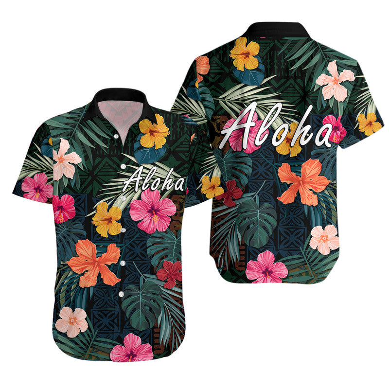Hawaii Matching Hawaiian Shirt And Dress Tribal Elements And Hibiscus Version LT9 - Wonder Print Shop
