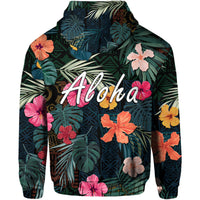 Hawaii Hoodie Tribal Elements And Hibiscus Version - Wonder Print Shop