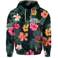 Hawaii Hoodie Tribal Elements And Hibiscus Version - Wonder Print Shop