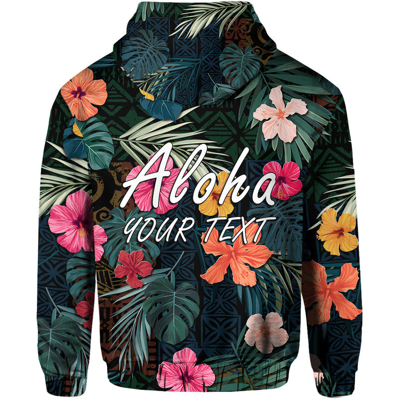 Custom Hawaii Hoodie Tribal Elements And Hibiscus Version - Wonder Print Shop