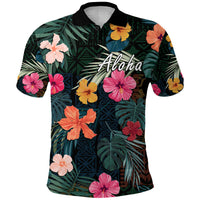 Hawaii Polo Shirt Tribal Elements And Hibiscus Version - Wonder Print Shop