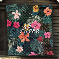 Hawaii Premium Quilt Tribal Elements And Hibiscus Version - Wonder Print Shop