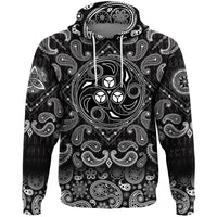 Viking Hoodie Triple Horn Of Odin New with Bandana Paisley Style RLT12 - Wonder Print Shop