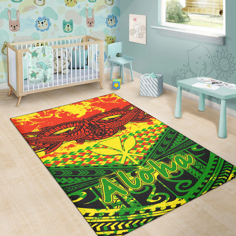 Hawaiian Tribal Kanaka Maoli Area Rug Reggae Polynesian Version LT9 - Wonder Print Shop