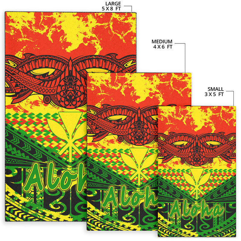 Hawaiian Tribal Kanaka Maoli Area Rug Reggae Polynesian Version LT9 - Wonder Print Shop