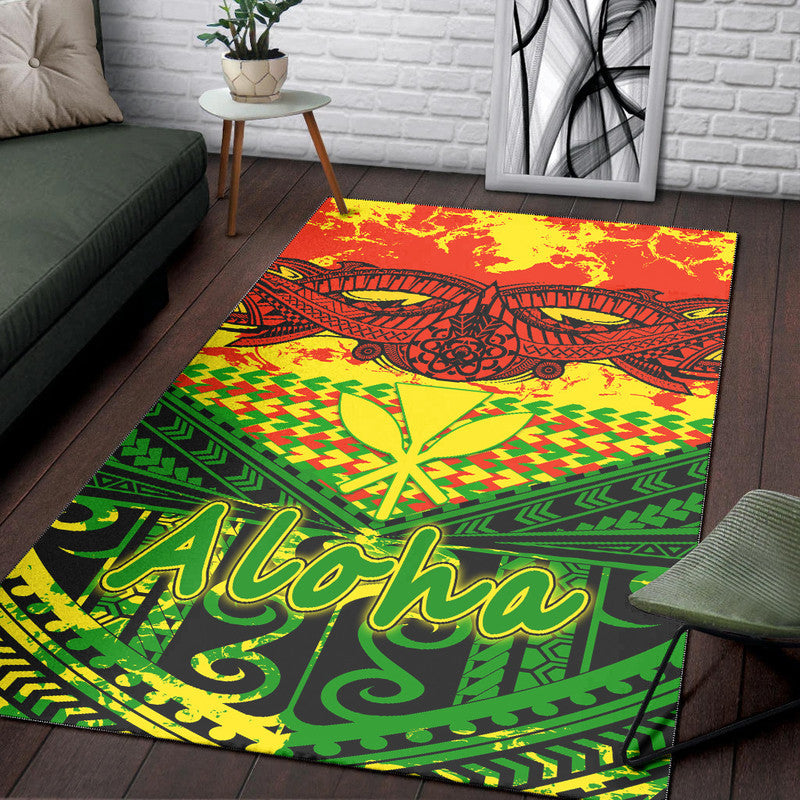 Hawaiian Tribal Kanaka Maoli Area Rug Reggae Polynesian Version LT9 - Wonder Print Shop