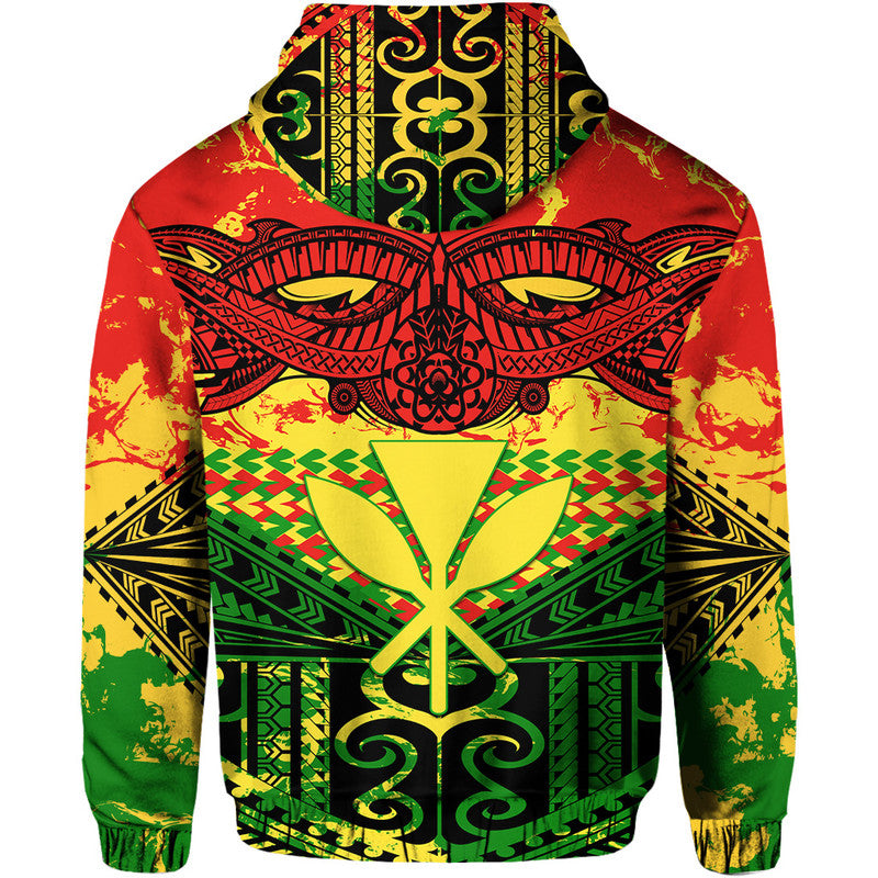 Hawaiian Tribal Kanaka Maoli Hoodie Reggae Polynesian Version - Wonder Print Shop