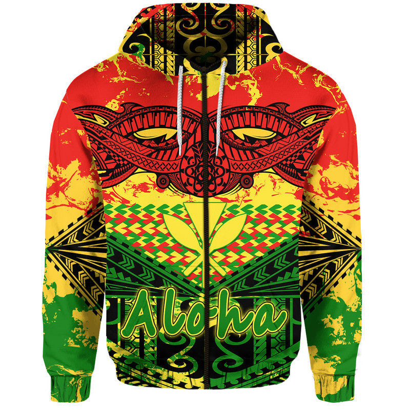 Custom Hawaiian Tribal Kanaka Maoli Hoodie Reggae Polynesian Version - Wonder Print Shop