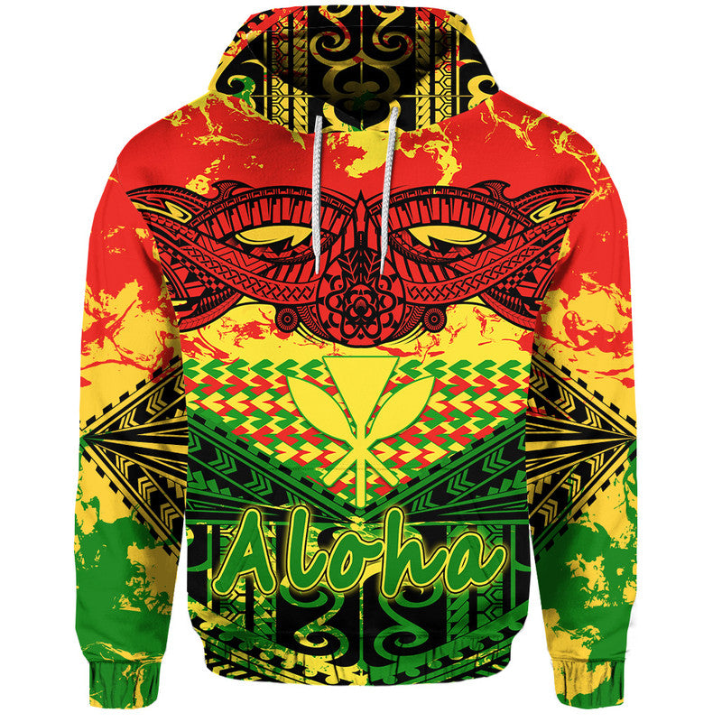 Hawaiian Tribal Kanaka Maoli Hoodie Reggae Polynesian Version - Wonder Print Shop
