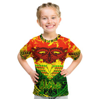 Kids tribal Aloha T-shirt with red/yellow/green and black eye and Aloha print