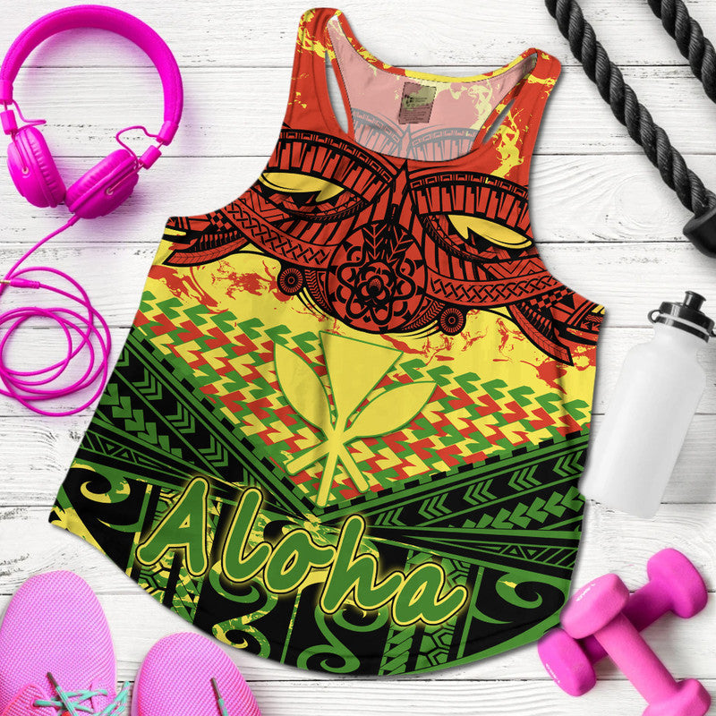 Hawaiian Tribal Kanaka Maoli Women Racerback Tank Reggae Polynesian Version - Wonder Print Shop