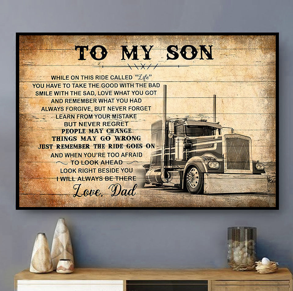 truck-lover-to-my-son-love-dad-horizontal-poster