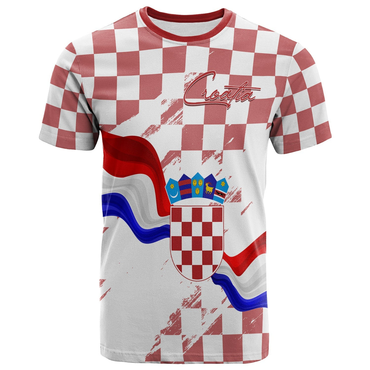 Croatia T Shirt Checkerboard Grunge Style - Wonder Print Shop