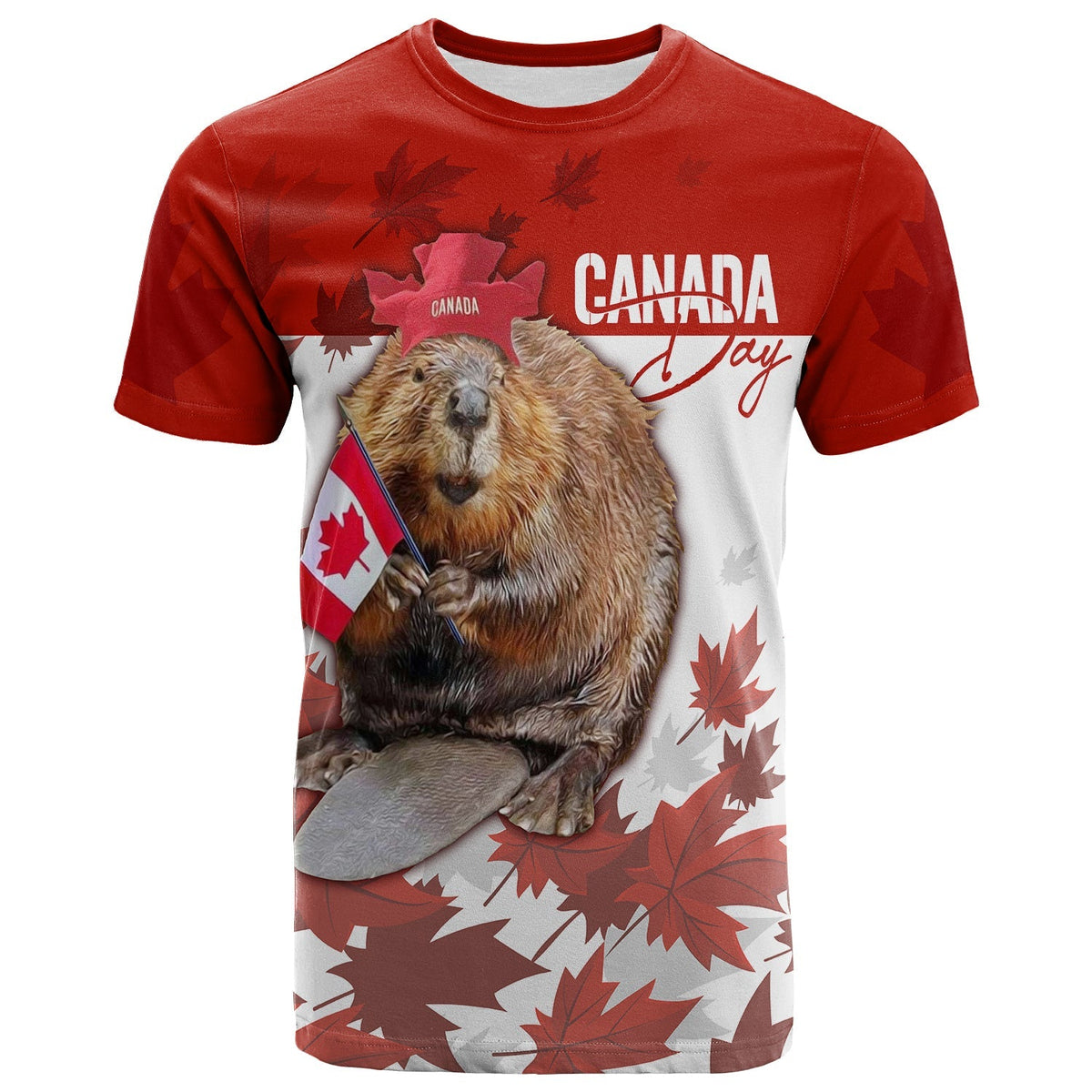 Canada Day T Shirt Patriot Beaver Mix Maple Leaf - Wonder Print Shop