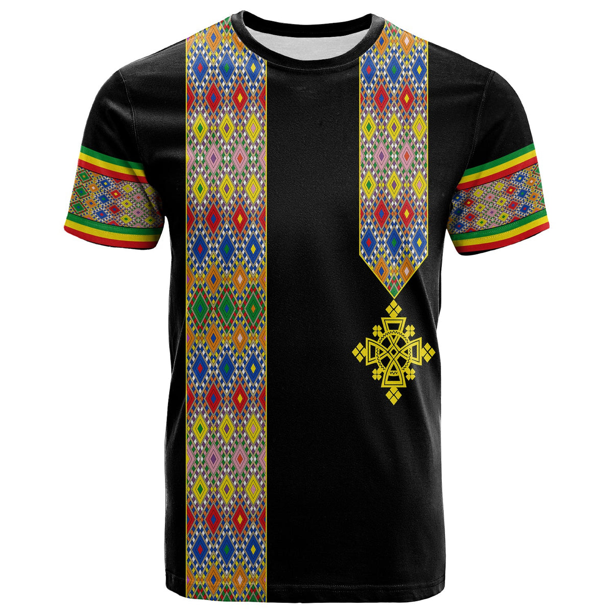 Habesha Tilet Pattern T Shirt Ethiopia Emblem - Wonder Print Shop