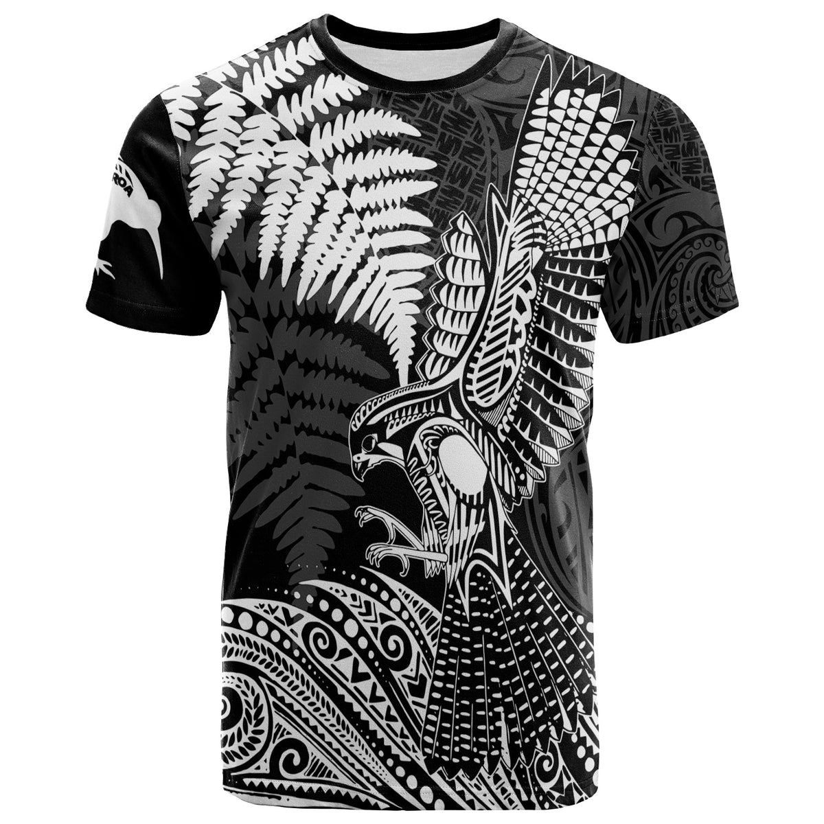 Custom Aotearoa Silver Fern T Shirt Flying Krearea - Wonder Print Shop