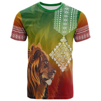 Custom Ethiopia Lion Of Judah T Shirt Ethiopia Flag Gradient - Wonder Print Shop