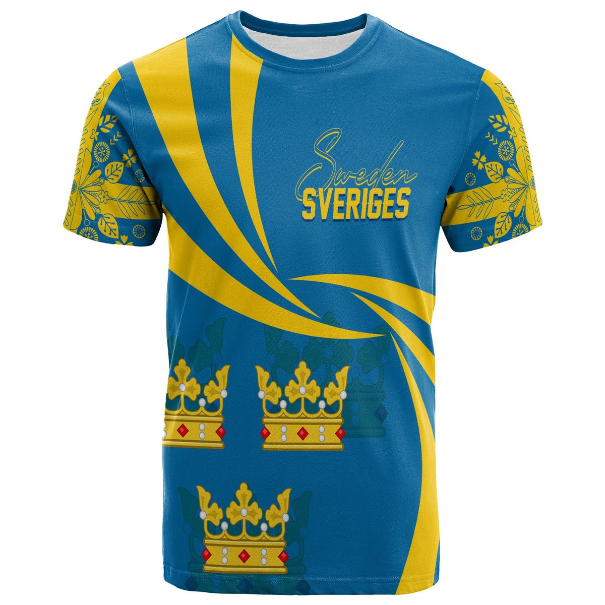 Sweden Three Crowns Personalised T Shirt Heja Sverige - Wonder Print Shop