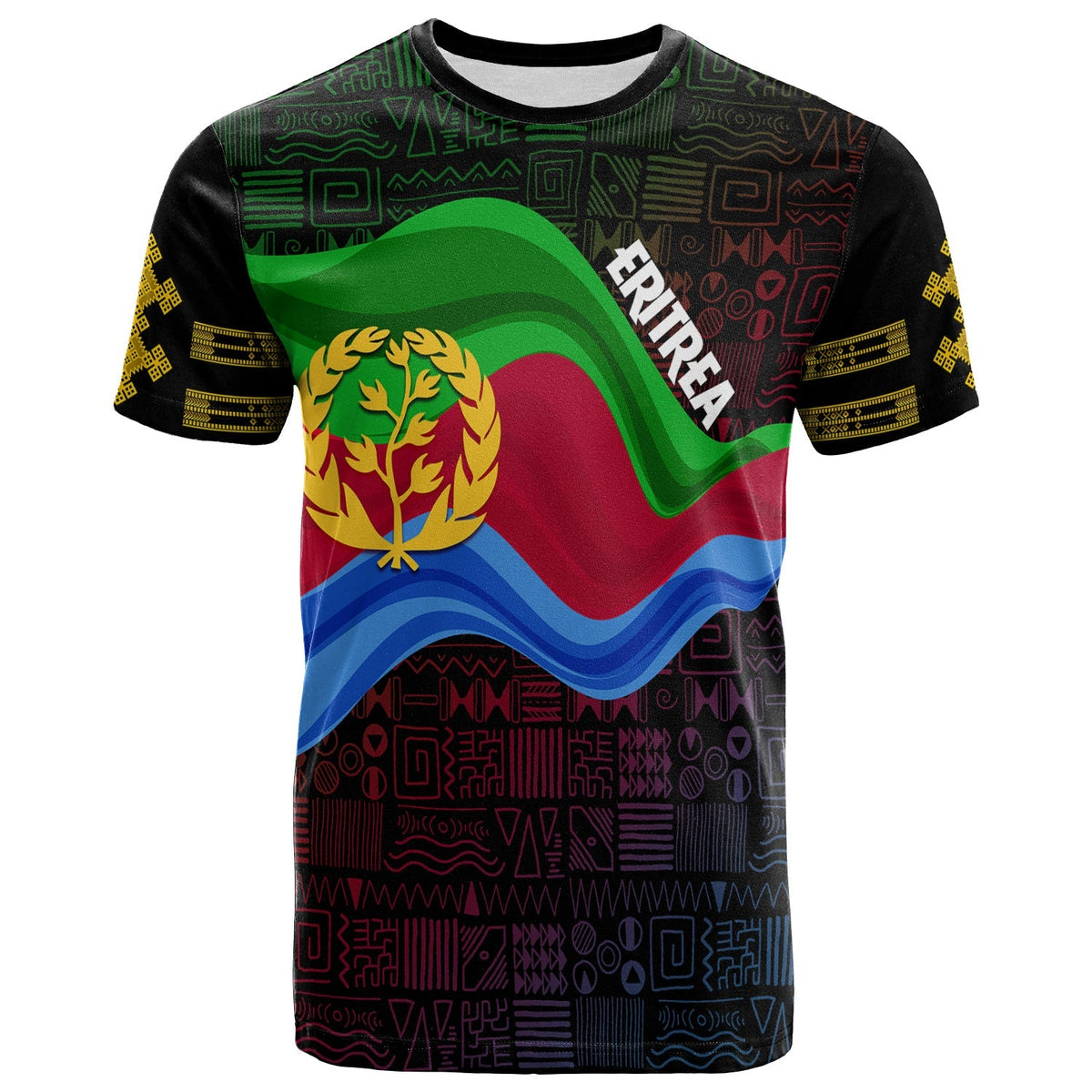 Eritrea Independence Day T Shirt Ethnic African Pattern Black - Wonder Print Shop