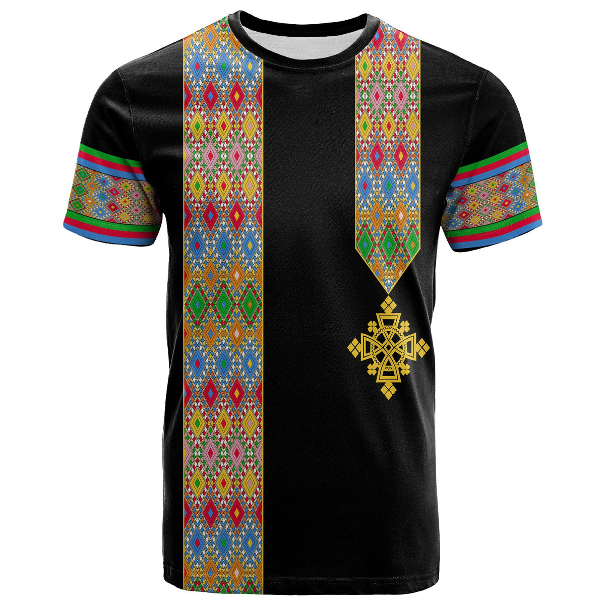 Habesha Tilet Pattern T Shirt Eritrea Emblem - Wonder Print Shop