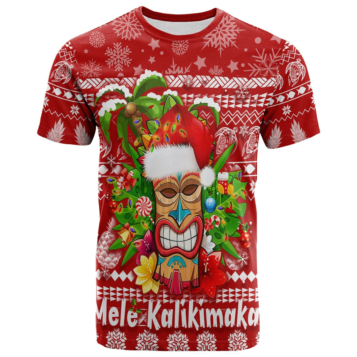 Hawaii Christmas T Shirt Mele Kalikimaka Tiki - Wonder Print Shop