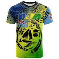 Multicolor graphic T-shirt with Malampa Fiji Day and flags print