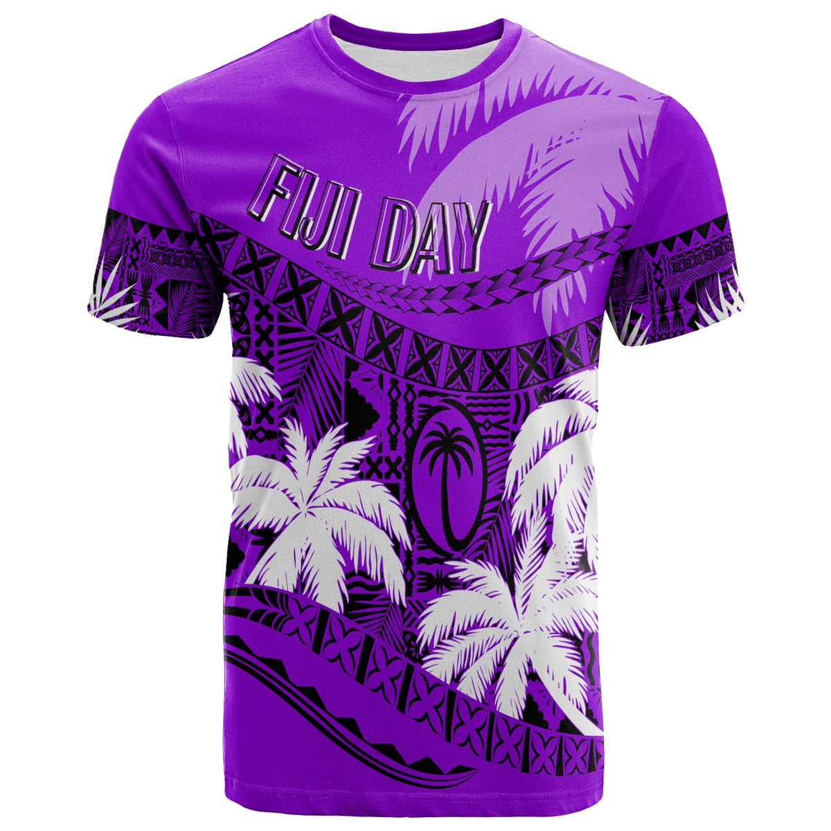 Personalised Fiji Day T Shirt Flying Fijians Masi Kesa Style Violet - Wonder Print Shop