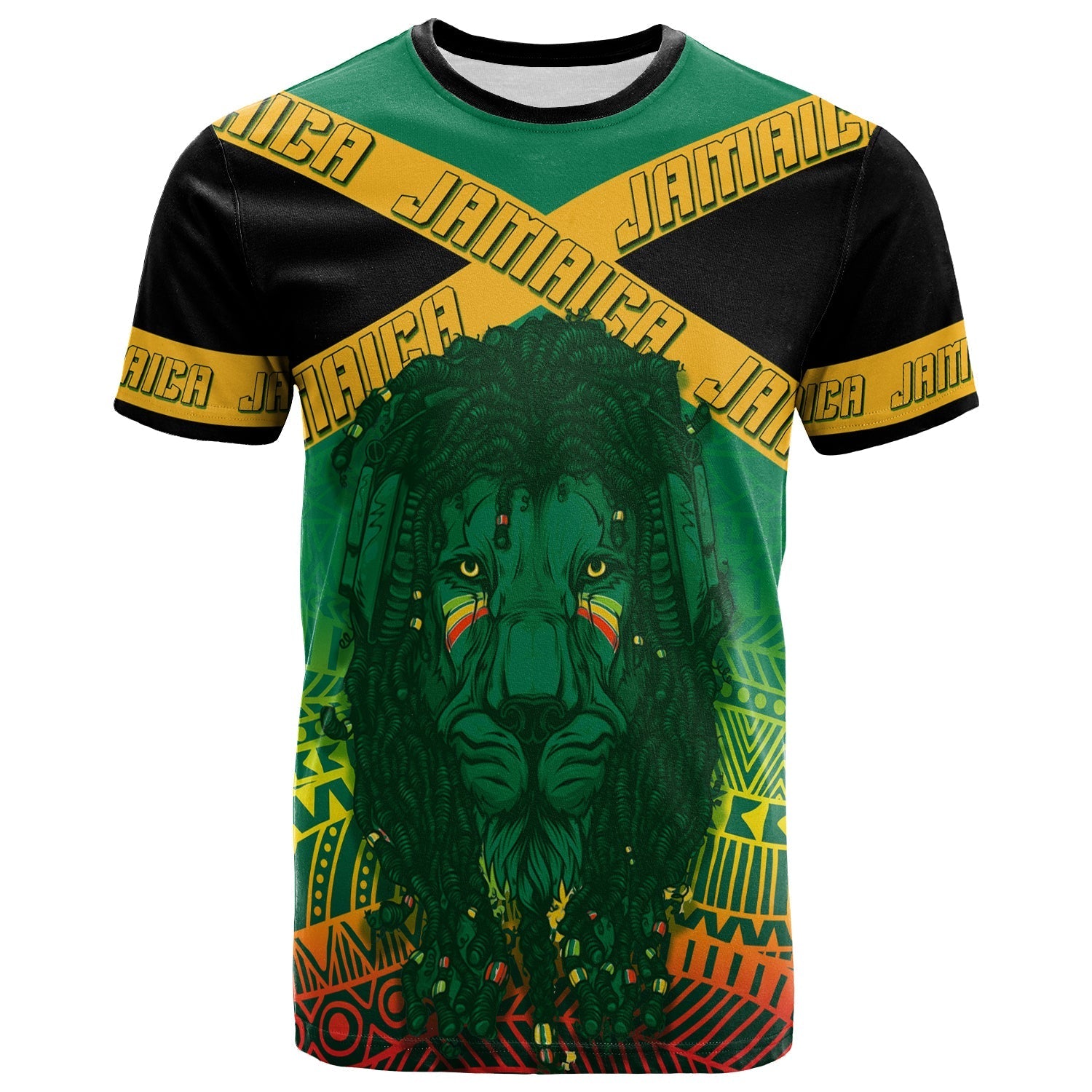 jamaica-personalised-t-shirt-rastafari-lion-mix-kente