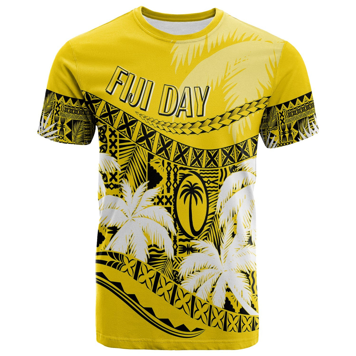 Personalised Fiji Day T Shirt Flying Fijians Masi Kesa Style Gold - Wonder Print Shop