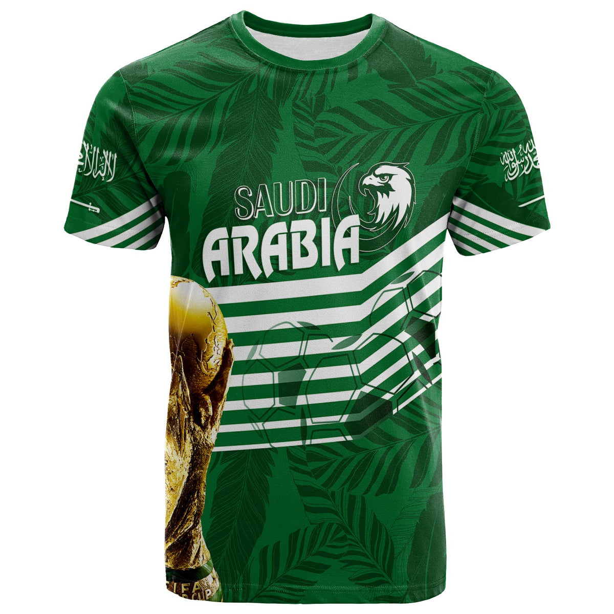 Personalised Saudi Arabia World Cup 2022 T Shirt Green Falcons - Wonder Print Shop